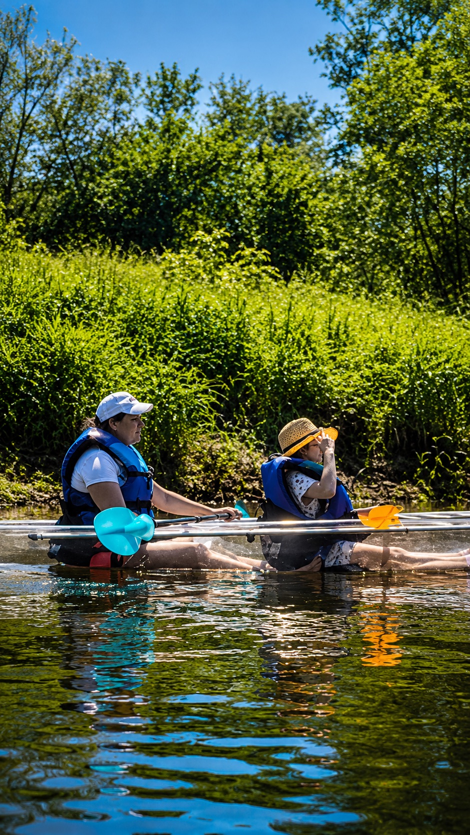A kayak trip down a river through nature